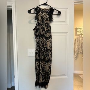 High Neck Sleeveless Lace Black Dress